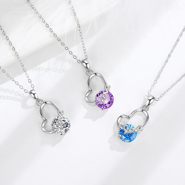 Sterling Silver Love Necklace S925 Europe And The United States LOVE Fashion Is Love Zircon Necklace Cross-border Models Design Sense - Image 2