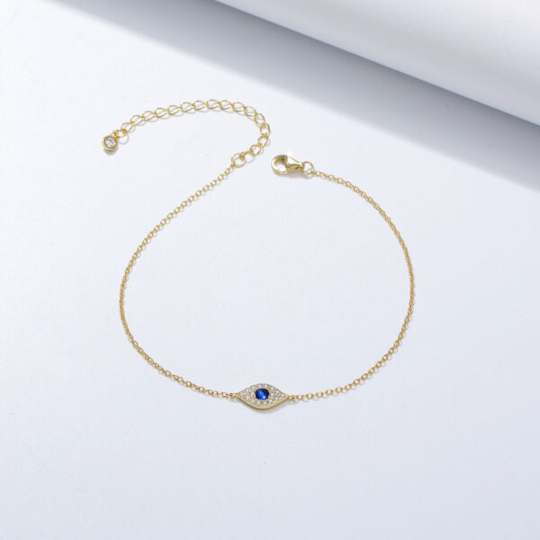 Devil's Eye Micro Inlaid Zircon Sterling Silver Bracelet - Image 3