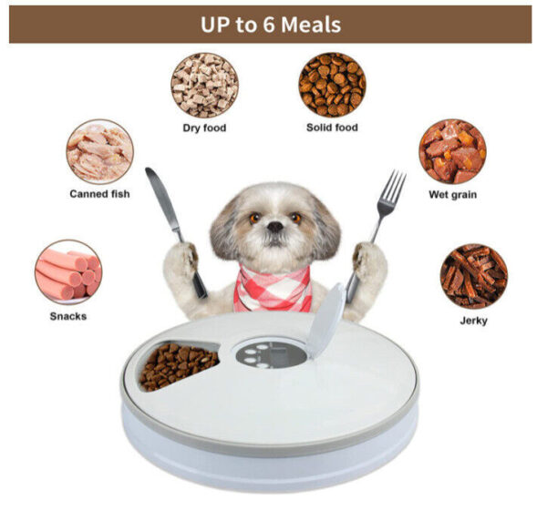 Automatic 6 Day Meal Timed Pet Dog Cat Feeder Food Bowl Auto Holiday Dispenser - Image 2