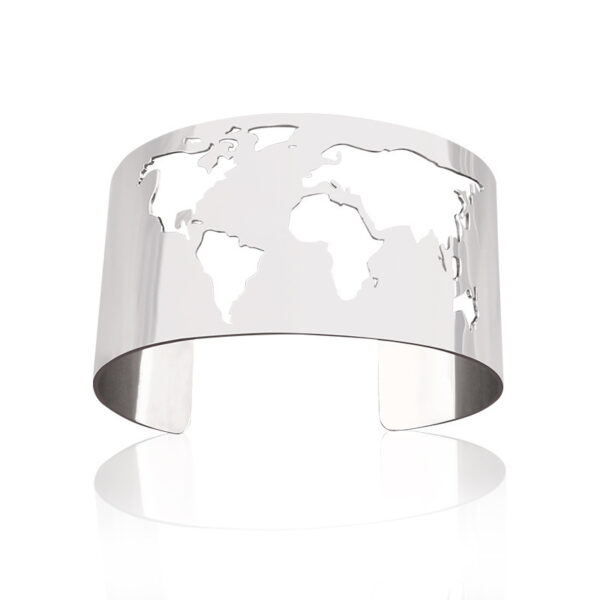 Female Creative Cutting Personality Fashion Hollowed-out World Map Open-ended Bracelet - Image 3