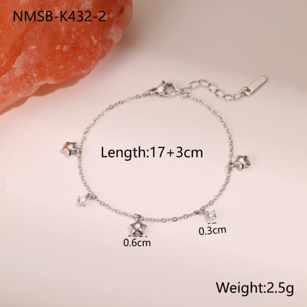 Ins Titanium Steel Bracelet 18K Gold Plating Zircon Star Pendant Exquisite - Image 7