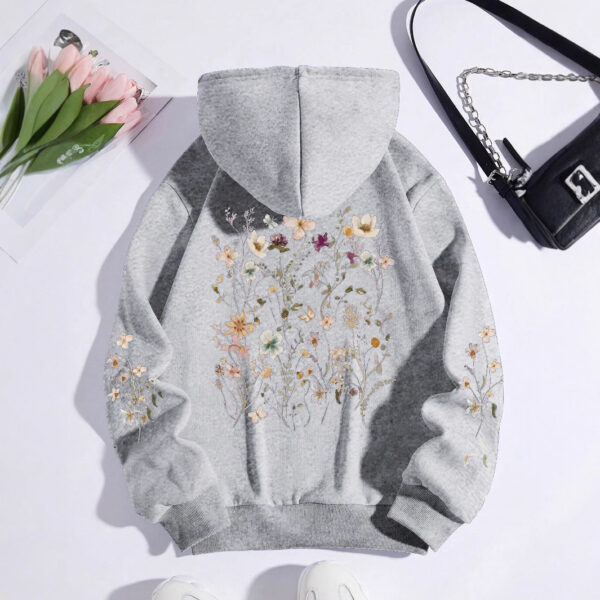Women's Colorful Flower Print Sweatshirt Sweater - Image 2