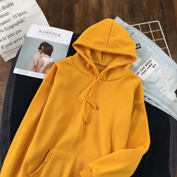 Long Sleeve Solid Color Hooded Sweater Couple - Image 4