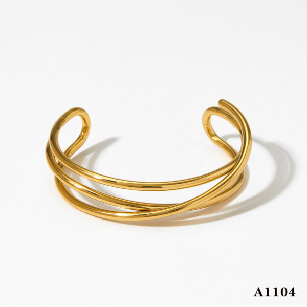 Metal Line Open-ended Bracelet Stainless Steel Irregular - Image 6