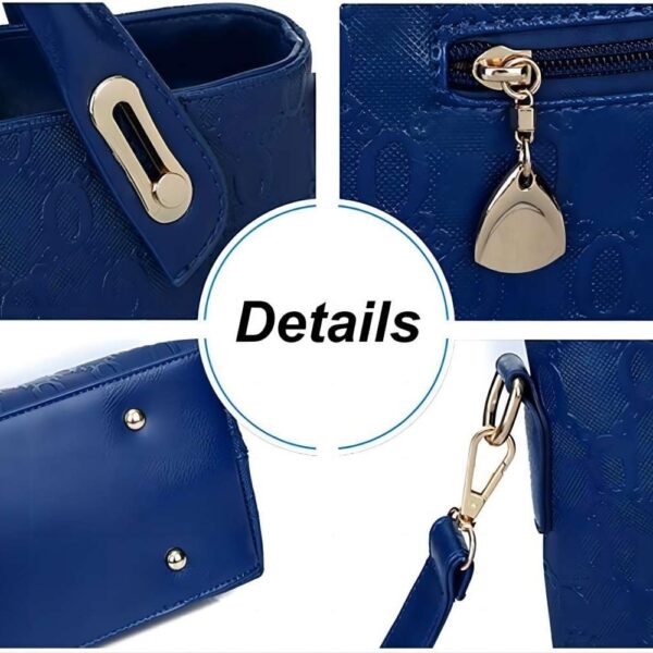Women 4Pcs Top Handle Satchel Hobo PU Leather Handbag Set Large Tote Purse  Shoulder Bag  Card Holder - Image 6