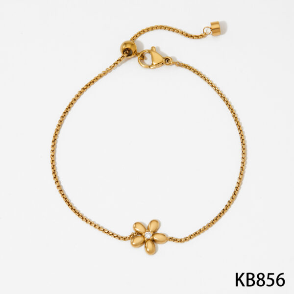 New Stainless Steel Flower Bracelet Necklace And Earring Suit Simple Fashion - Image 10