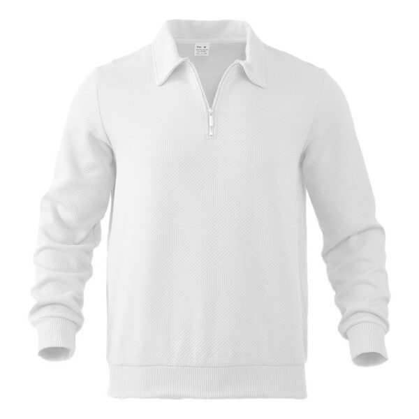 Men's Long Sleeve Lapel Zipper Loose-fitting Casual Pullover - Image 7