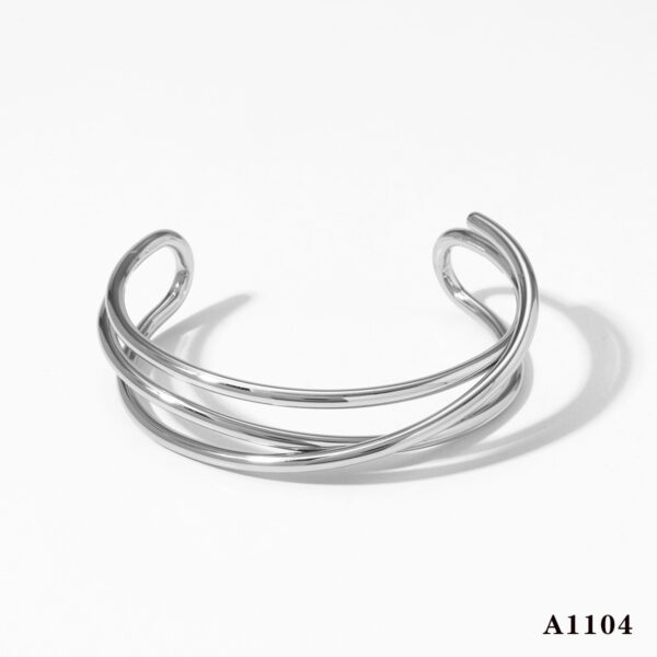 Metal Line Open-ended Bracelet Stainless Steel Irregular - Image 2