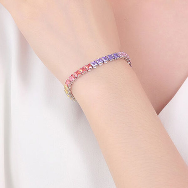 Electroplated Real Platinum Long-lasting Color-retaining Square Diamond Bracelet - Image 5