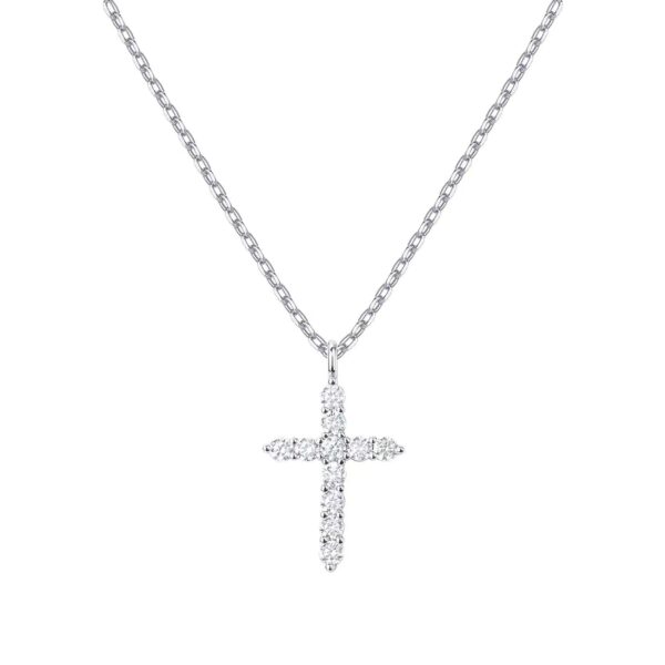 Hot New 925 Sterling Silver Necklace Cross Full Diamond Women's Collarbone Chain Wrapped Gold 14k Gold Pendant - Image 6