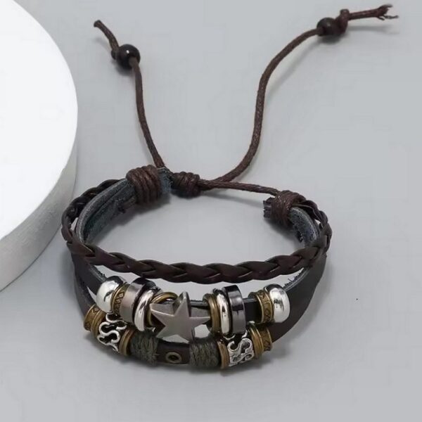 Personalized Beaded Five-pointed Star Leather Bracelet Trendy Simple - Image 6
