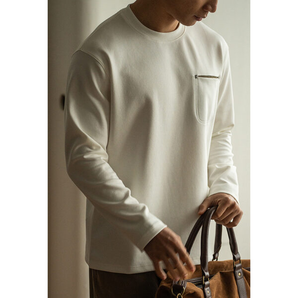 Contrast Color Pocket Pullover Long Sleeve Men's Spring Bottoming - Image 7