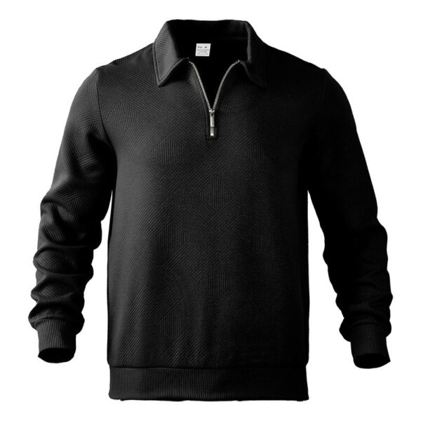 Men's Long Sleeve Lapel Zipper Loose-fitting Casual Pullover - Image 2