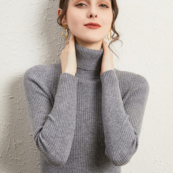 Women's Turtleneck Sweater Slim-fit Lapel Thickening Knitted Bottoming Shirt - Image 10