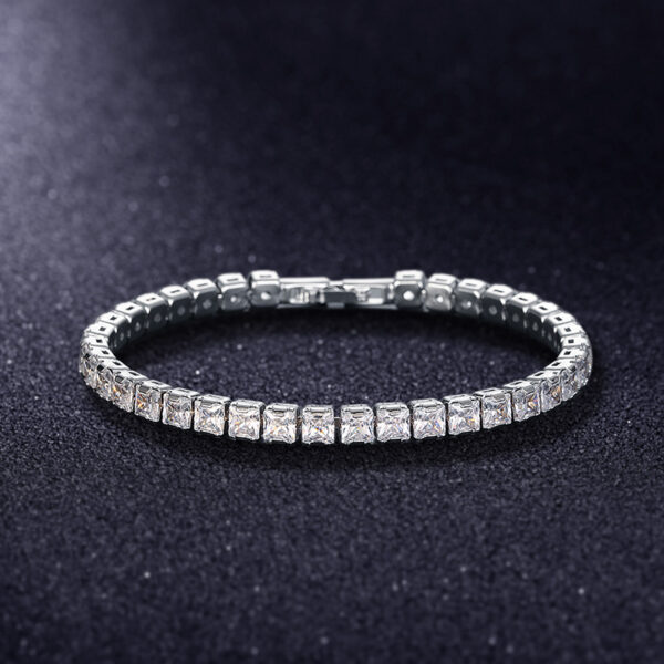 Electroplated Real Platinum Long-lasting Color-retaining Square Diamond Bracelet - Image 6