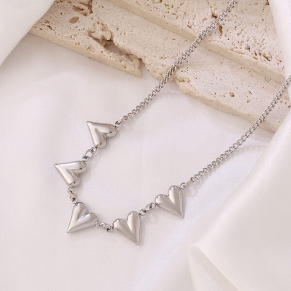 Simple Design Stainless Steel Heart Pendant Necklace - Image 2