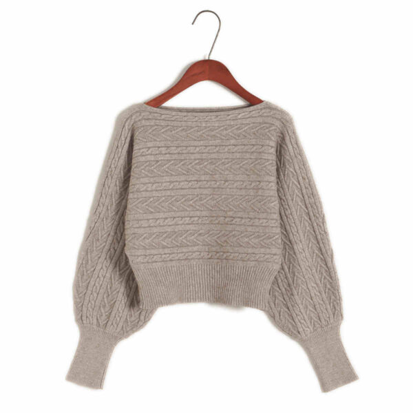 Women's Loose Off Shoulder Sweater Batwing Shirt Short Sweater - Image 4