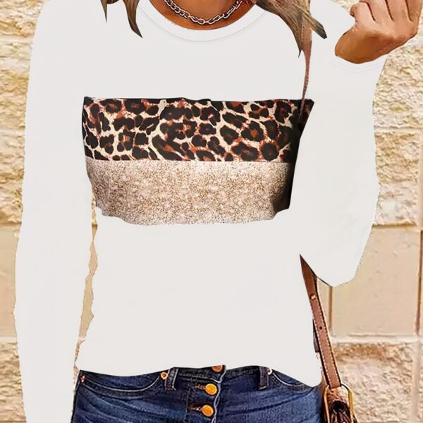 Women's Simple Casual Printing Long Sleeved Fitted T-shirt - Image 8