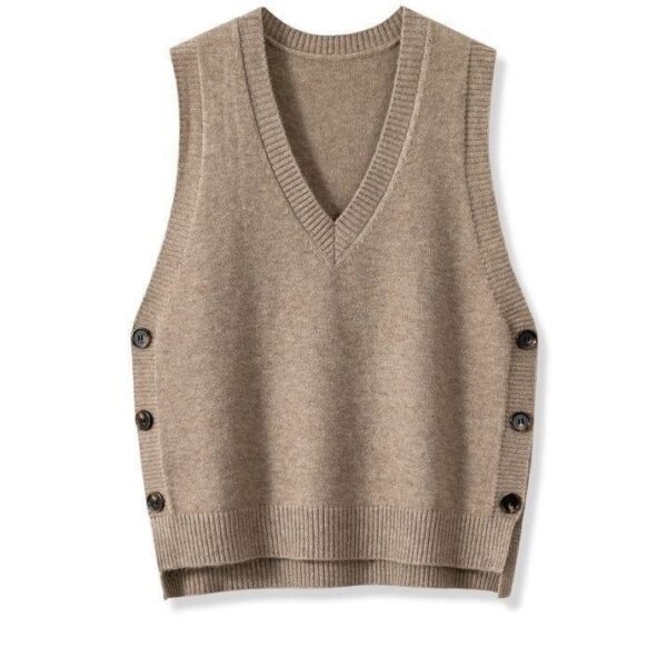 European And American Retro V-neck Knitted Vest Women's Spring Autumn Outerwear - Image 3