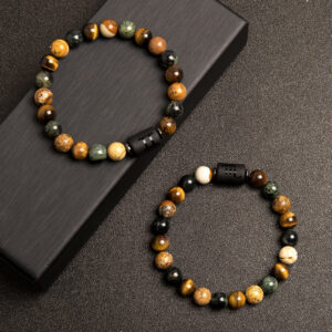 European And American New Natural Picture Tigereye Twelve Constellation Beaded Bracelet