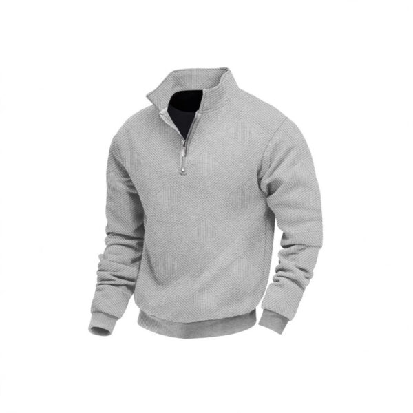 Men's Long Sleeve Lapel Zipper Loose-fitting Casual Pullover - Image 10