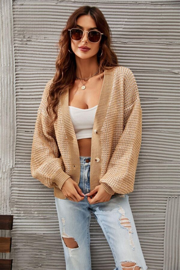 Knitwear Plus Size Button Sweater Short - Image 5