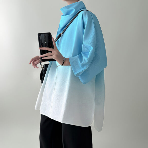 Gradient Short Sleeve Men's Plus Size Special-interest Design Pu Handsome High Sense - Image 6