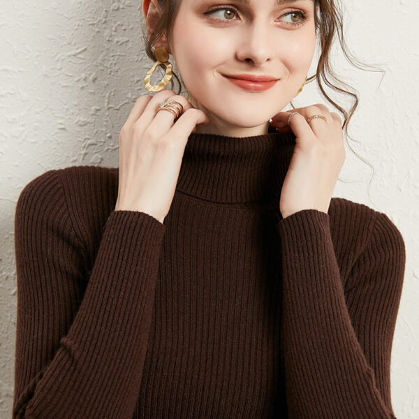 Women's Turtleneck Sweater Slim-fit Lapel Thickening Knitted Bottoming Shirt - Image 2