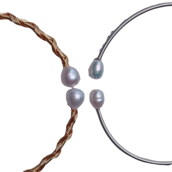 Freshwater Near-round Pearl Bracelet 14K Electroplating Handmade Winding - Image 3