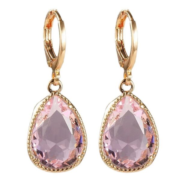 Glass Water Drop Copper Colorful Rare Earth Earrings - Image 3
