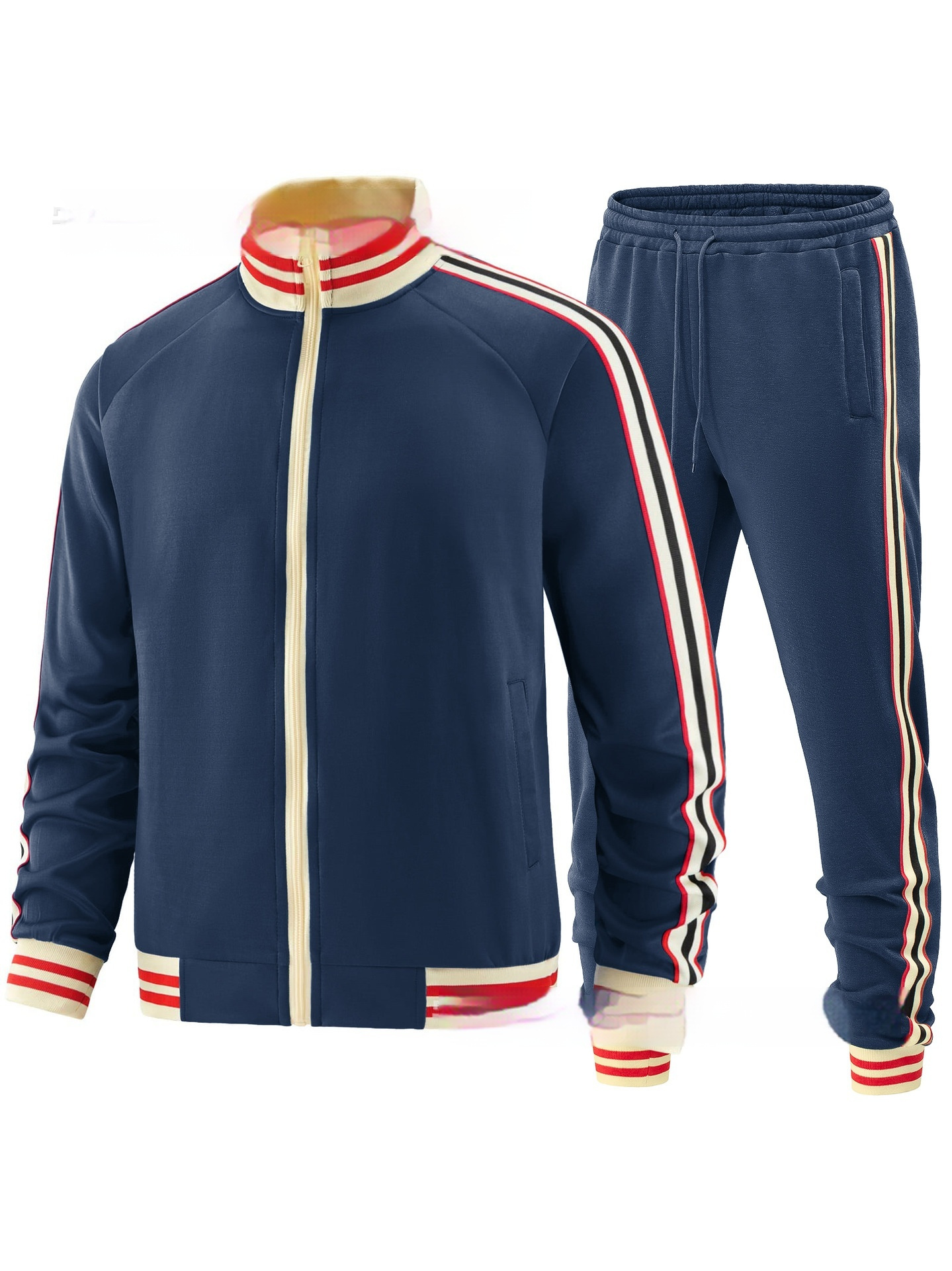 Men's Casual Sports Suit Color Matching Two-piece Set - Image 6
