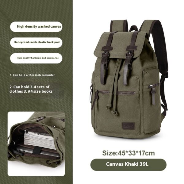 Retro Men's Canvas Backpack Small - Image 4