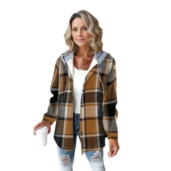 Women's Large Checks Style Women's Woolen Jacket Plaid - Image 10