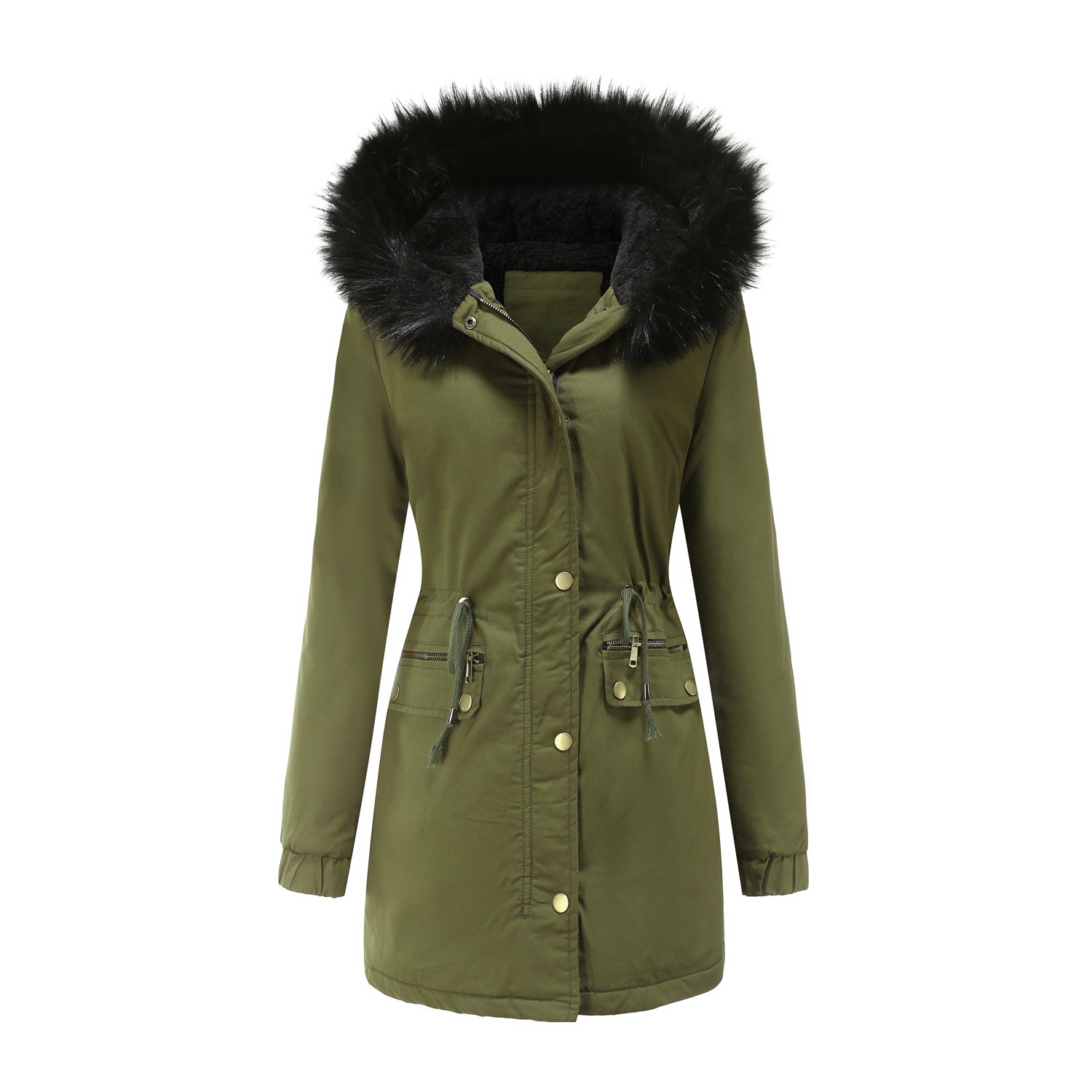Women's Mid-length Fur Collar Coat Parker Cotton-padded Coat - Image 7