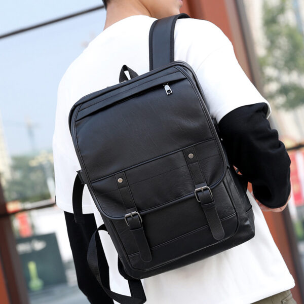 High School Men's Leather Bag Retro Backpack - Image 6