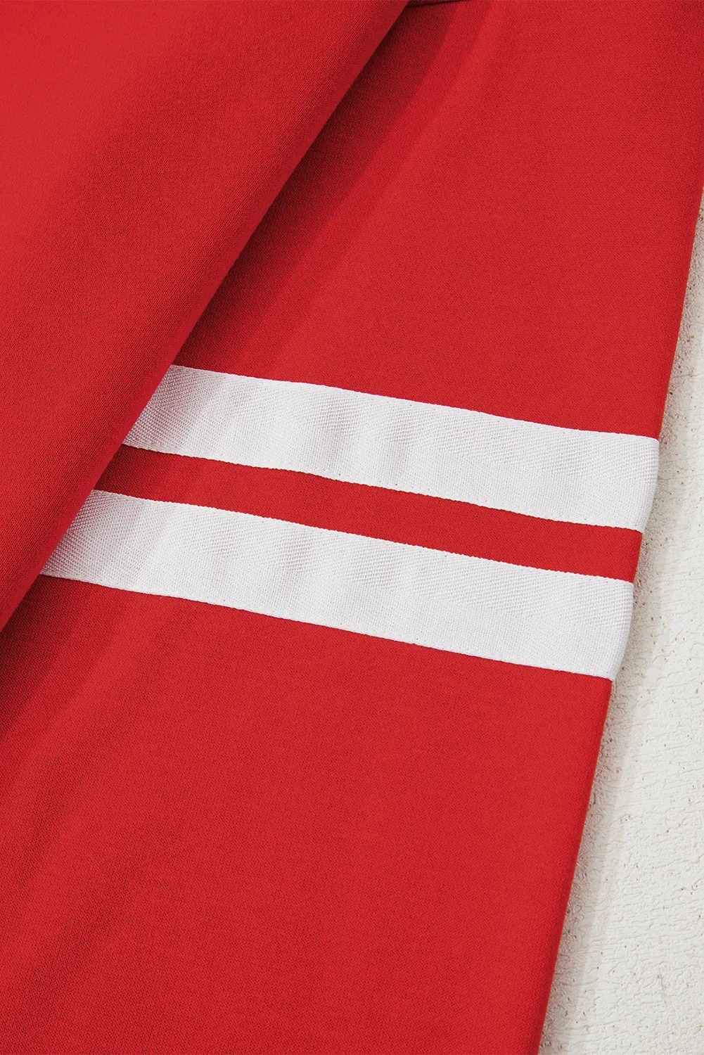 Fiery Red Varsity Striped Detail Drop Shoulder Oversized Sweatshirt - Image 4