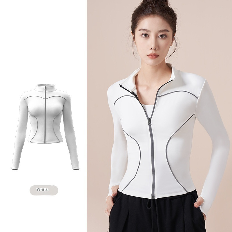 Reflective Motion Outdoor Casual Stand Collar Windproof Yoga Jacket For Women - Image 4