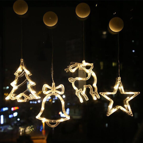 Christmas LED Suction Cup Chandelier Santa Claus Elk Snowman Lights Holiday Party Window Decor Lamps Battery Powered - Image 6