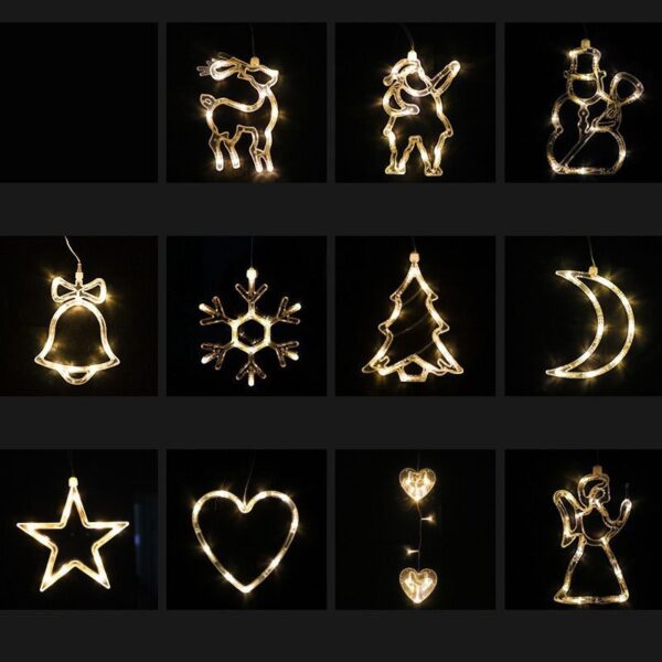 Christmas LED Suction Cup Chandelier Santa Claus Elk Snowman Lights Holiday Party Window Decor Lamps Battery Powered - Image 3