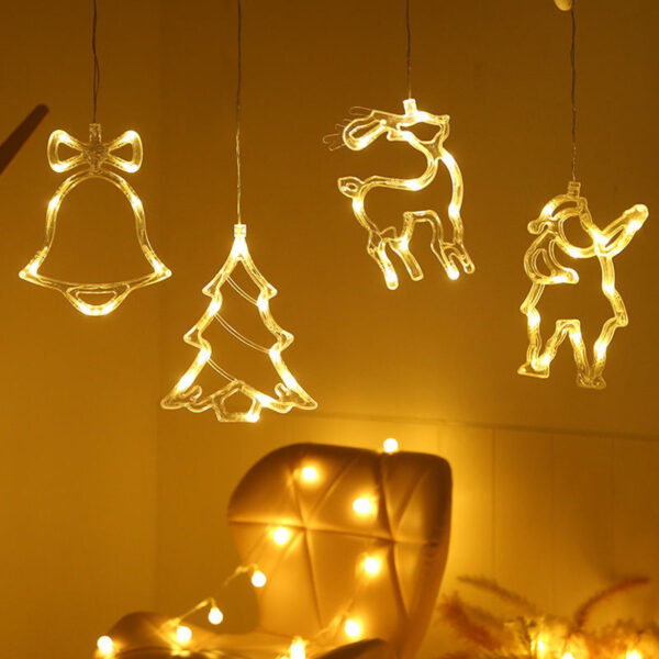 Christmas LED Suction Cup Chandelier Santa Claus Elk Snowman Lights Holiday Party Window Decor Lamps Battery Powered - Image 10