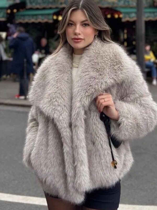 Winter Plush Coat Fashion Warm Thicken Fluffy Lapel Jacket Outwear Casual Long Sleeve Tops Womens Clothing - Image 9