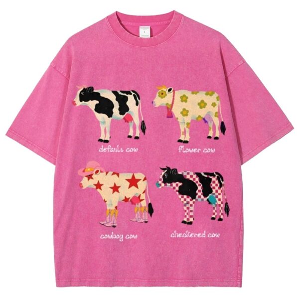 Men's And Women's Cute Cow Print T-shirt - Image 6