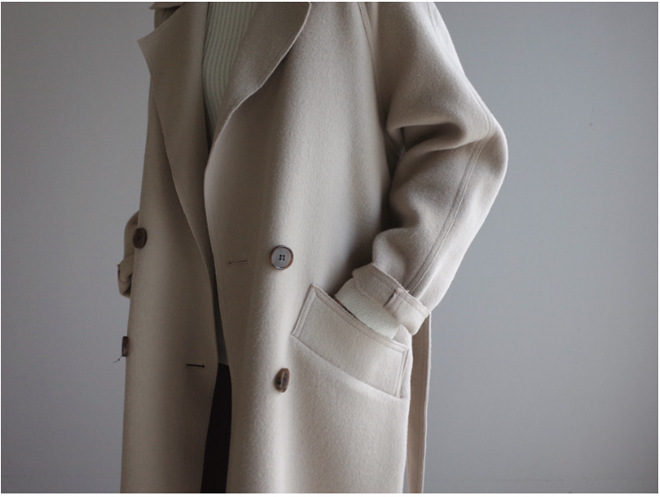 Korean Style Temperament Mid-length Over-the-knee Double-sided Cashmere Woolen Coat - Image 8