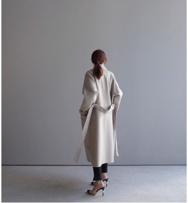 Korean Style Temperament Mid-length Over-the-knee Double-sided Cashmere Woolen Coat - Image 7