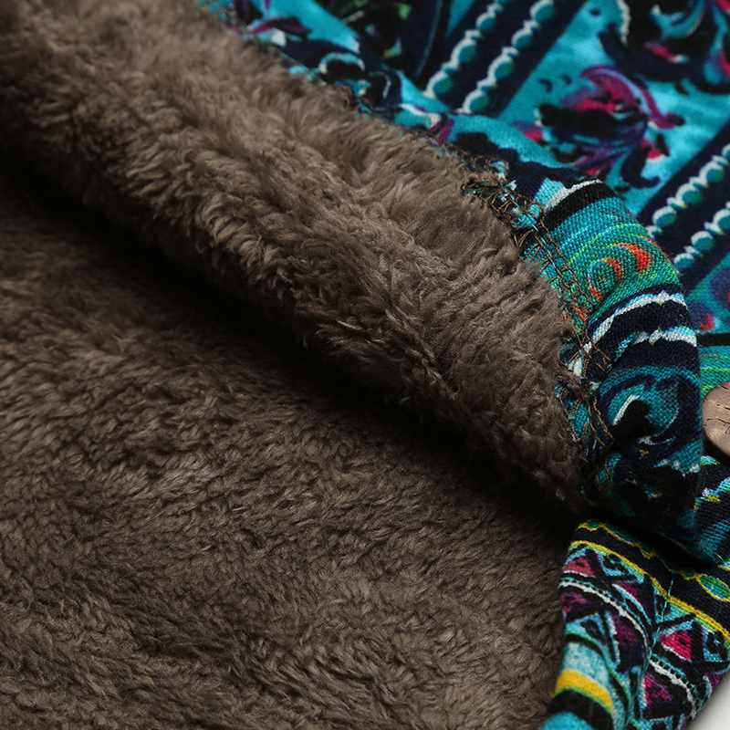 Retro Ethnic Floral Print Plus Size Cotton Jacket - Image 4