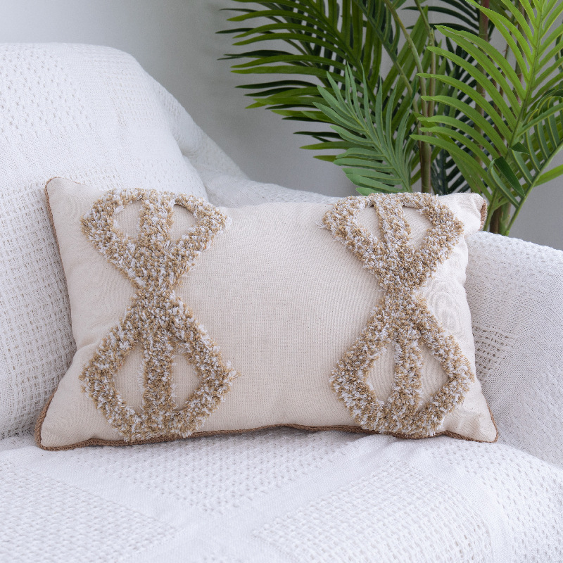 Tufted Throw Pillow Moroccan Fringed Waist Pillow Case - Image 2