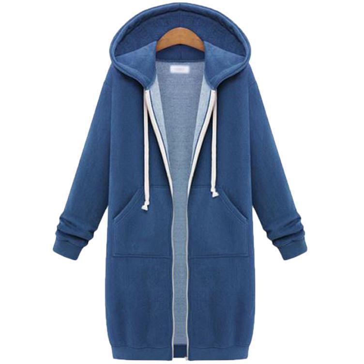 Hooded long-sleeved winter sweater women's jacket in a long thick shirt - Image 4