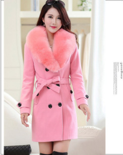 Mid-length Winter Coat With Woolen Collar And Double-breasted Coat - Image 5
