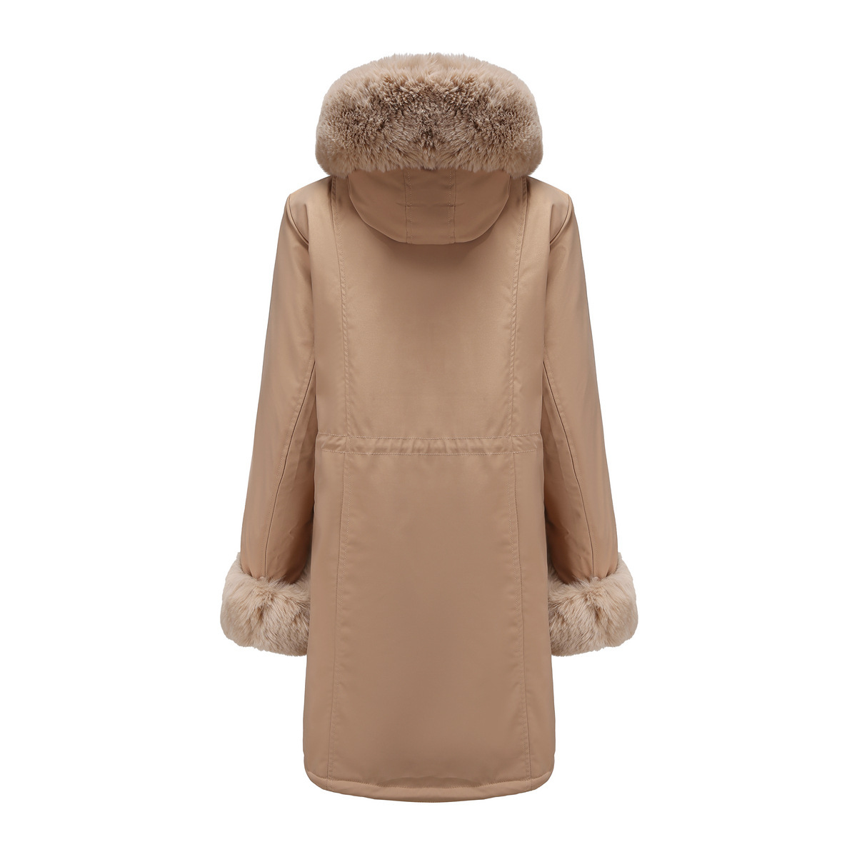Women's Cotton-padded Coat Detachable Fur Collar Mid-length Long Sleeve Parka - Image 6