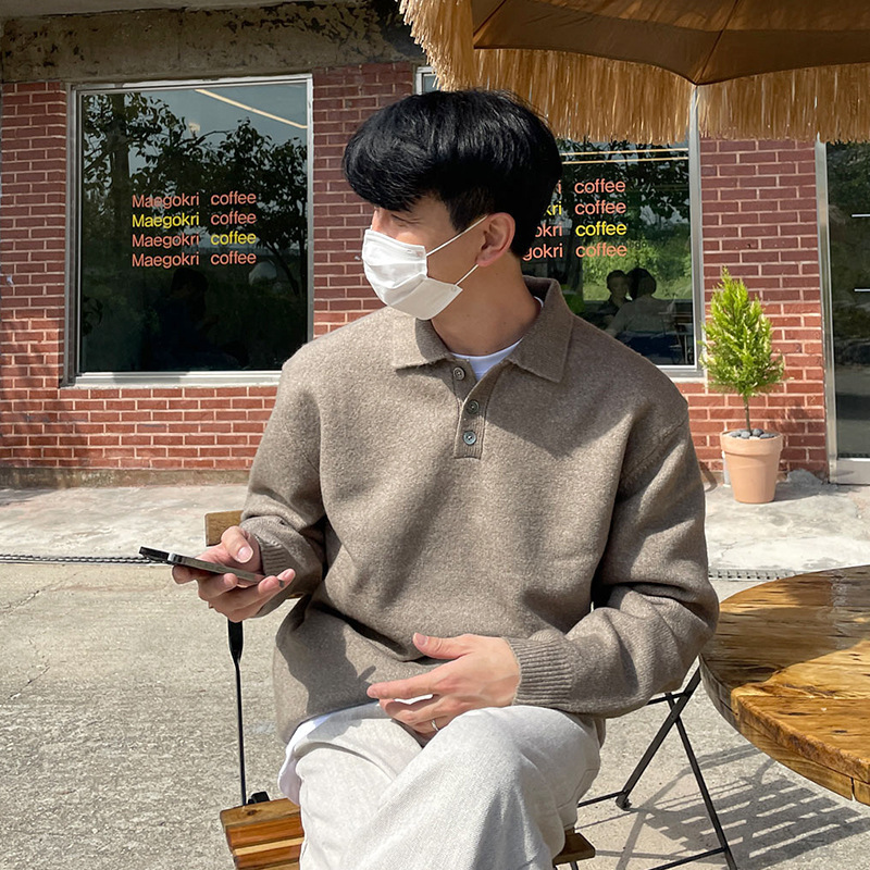 Polo Collar Sweater Men's Autumn And Winter Long Sleeve Lapel Knitwear - Image 7